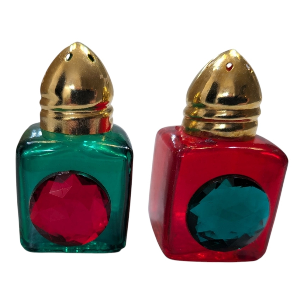 ROC Elegant Gold-Topped Salt and Pepper Shaker Set - EUC